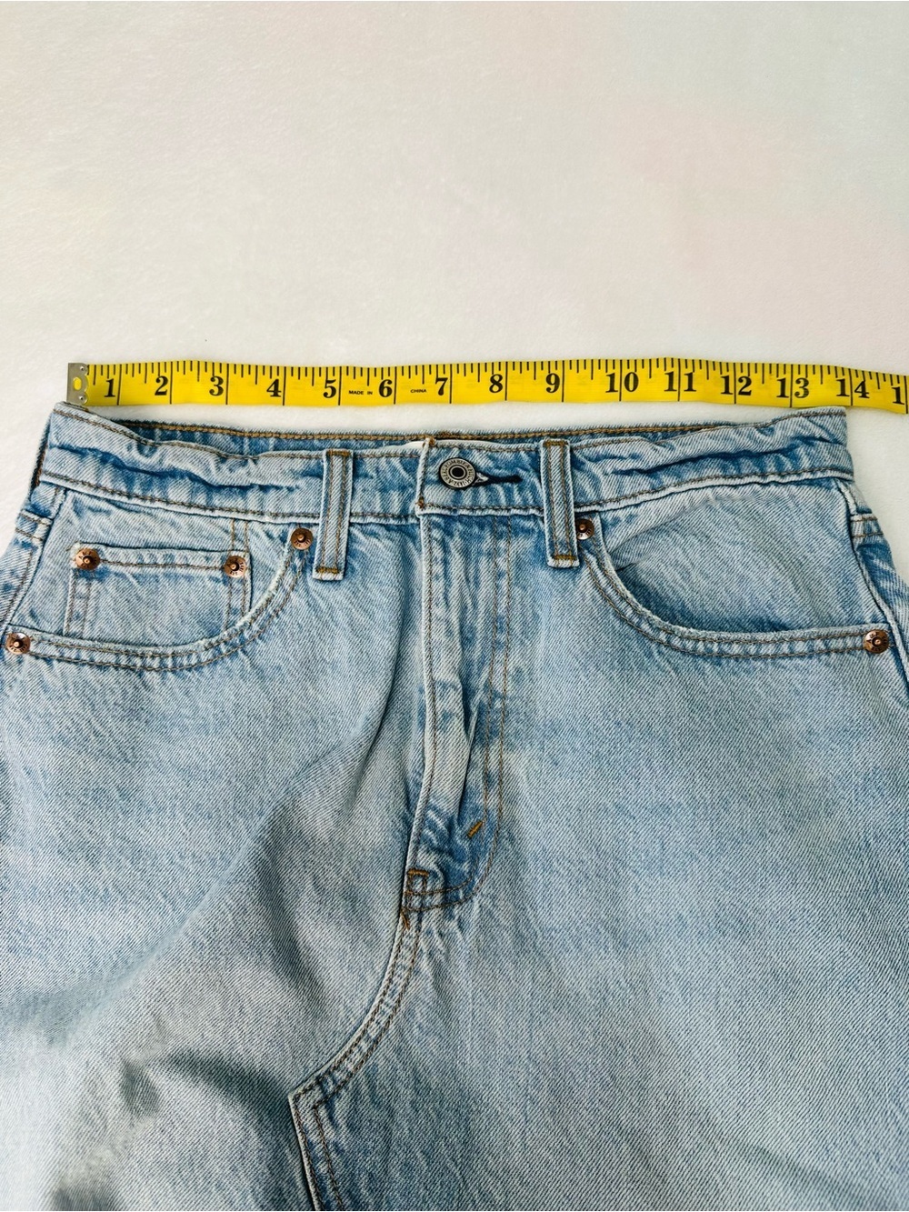 Abercrombie & Fitch High Rise Midi Skirt in Light Wash With Front Slit Size 2P - Picture 8 of 10